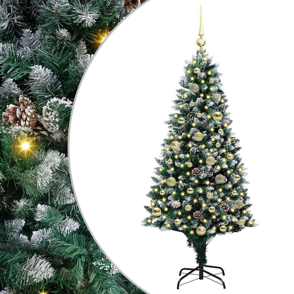Sapin de noël artificiel vert 150 cm pvc, acier et plastique