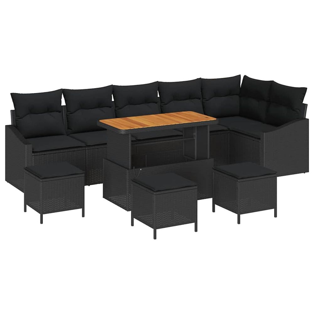 Ensemble de canapé de jardin 10 pc 8-nombre de places noir