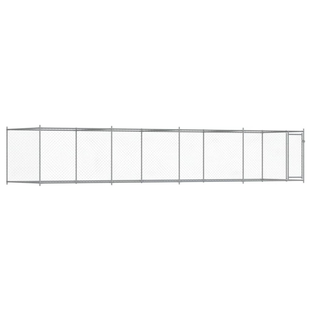 Cage pour chien avec porte 8 x 2 x 1,5 m acier galvanisé gris