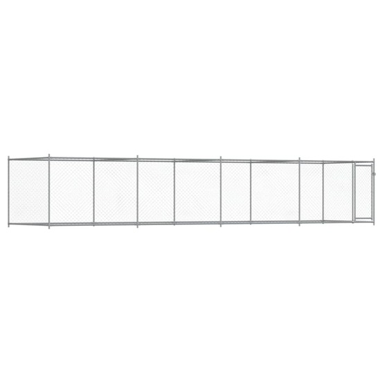 Cage pour chien avec porte 8 x 2 x 1,5 m acier galvanisé gris