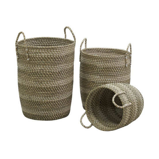 Paniers à linge tressés en jonc de mer (lot de 3)