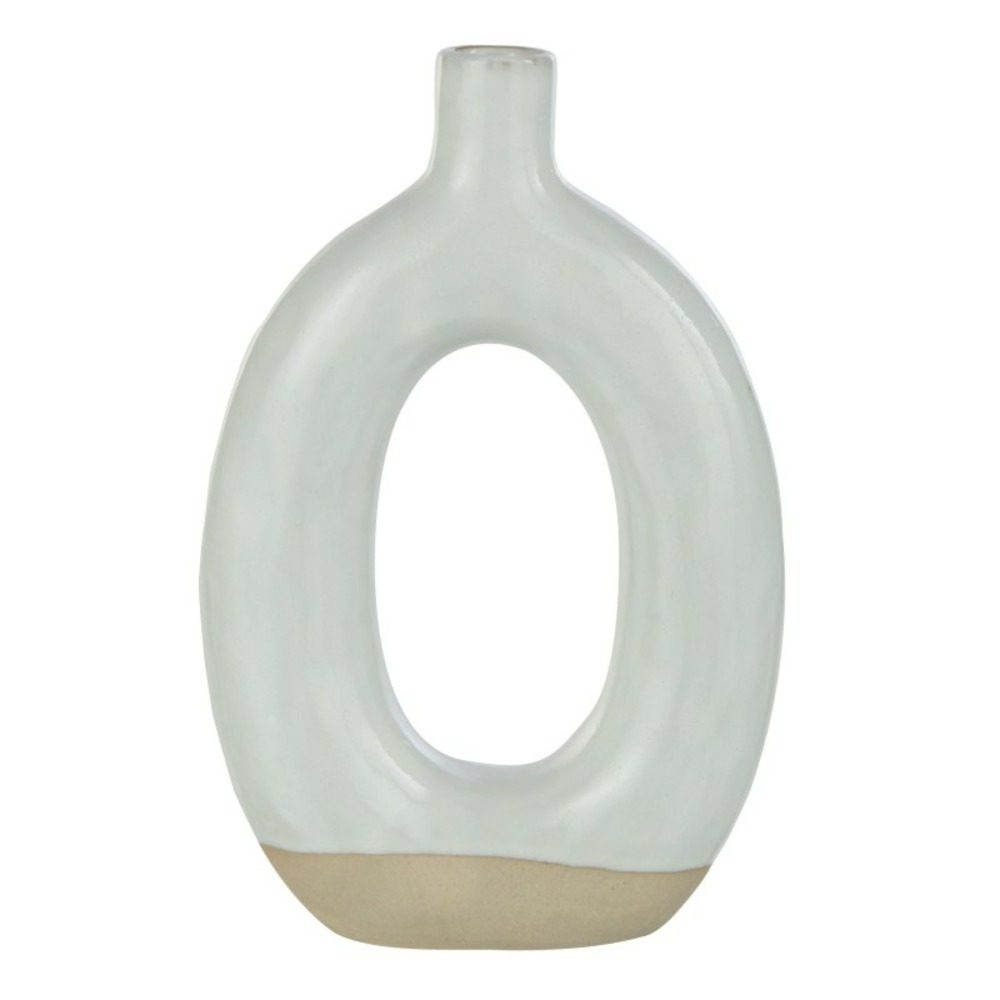 Vase ovale en céramique blanche 15x5x25.5 cm