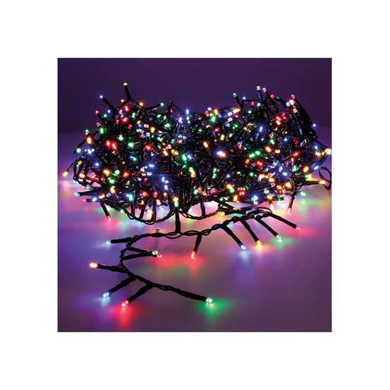 Guirlande led compacte clignottante blanc chaud - multicolore 25,5m 1000l cable vert