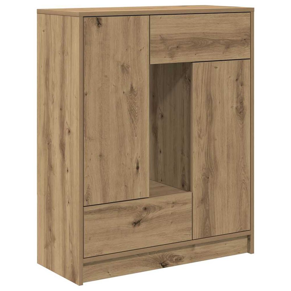 Buffet avec tiroirs et portes chêne artisanal 73x31x90 cm