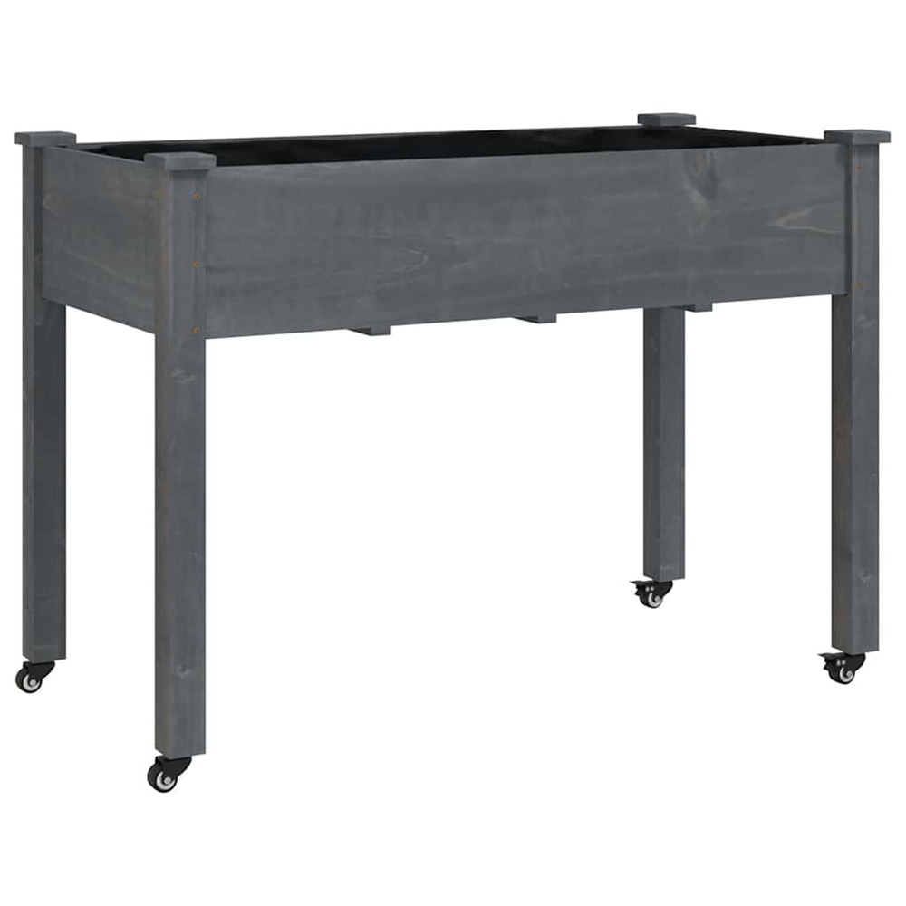 Jardinière d'extérieur sur roues avec doublure gris 118x59x80 cm bois sapin