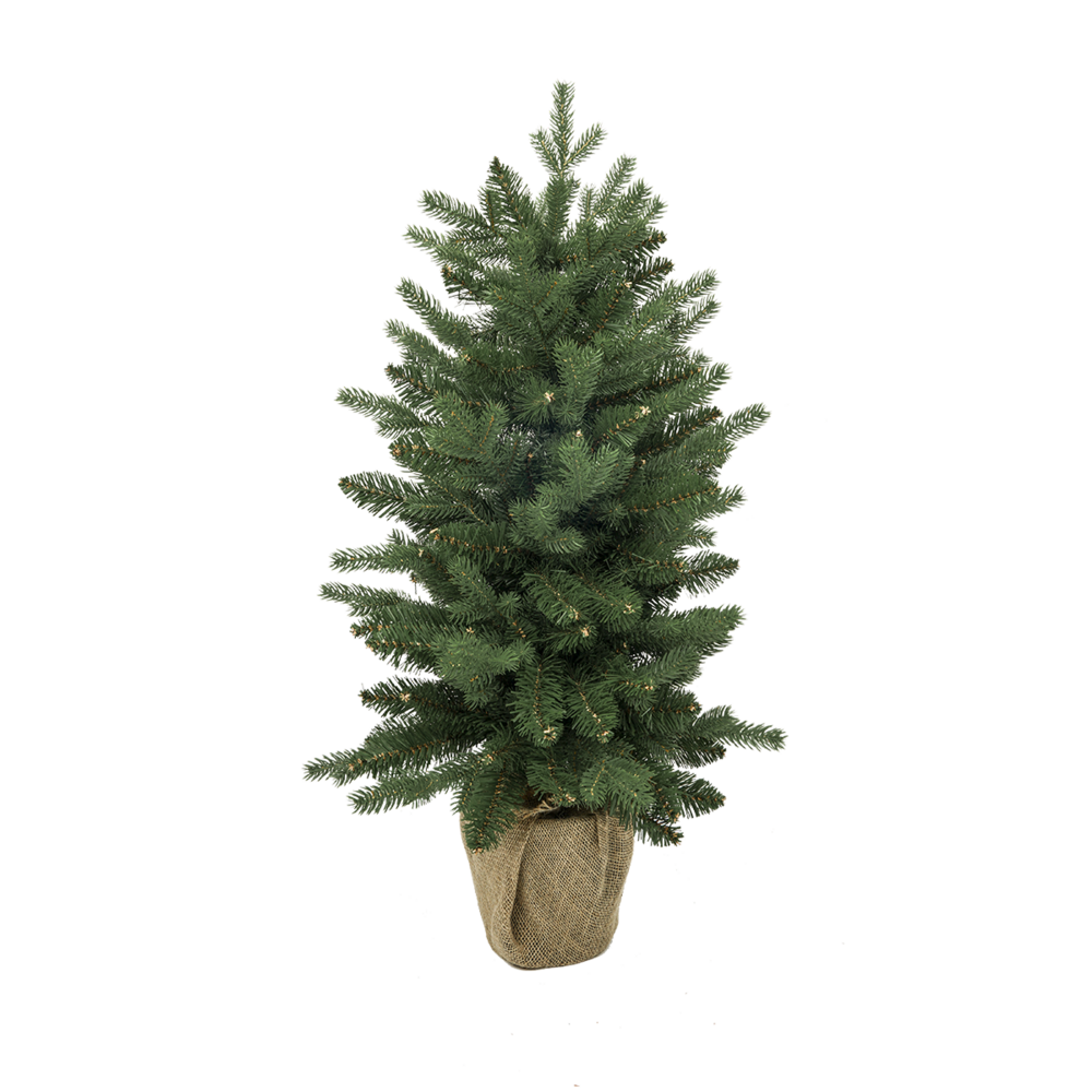 Petit sapin de noël artificiel de table 90 cm en pot jute - style épicéa commun - little grove