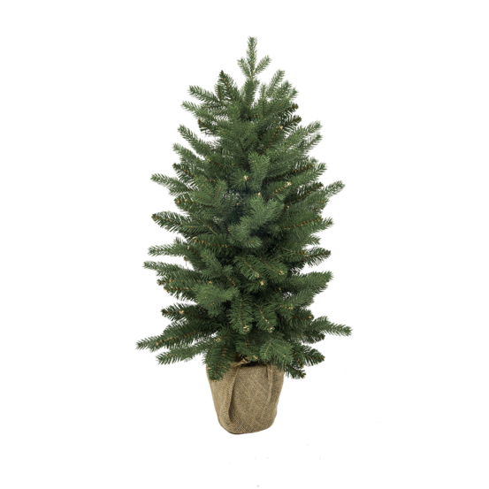 Petit sapin de noël artificiel de table 90 cm en pot jute - style épicéa commun - little grove