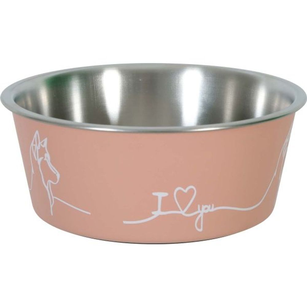 Ecuelle antidérapante rose pour chiens love dog 400 ml
