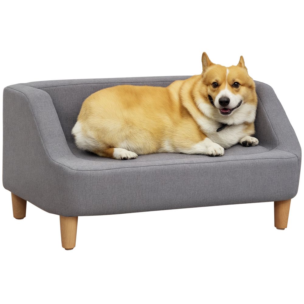 Canapé lit chien chat tissu effet lin scandinave déhoussable confortable 75x55x39cm gris - comfortxl outdoor living