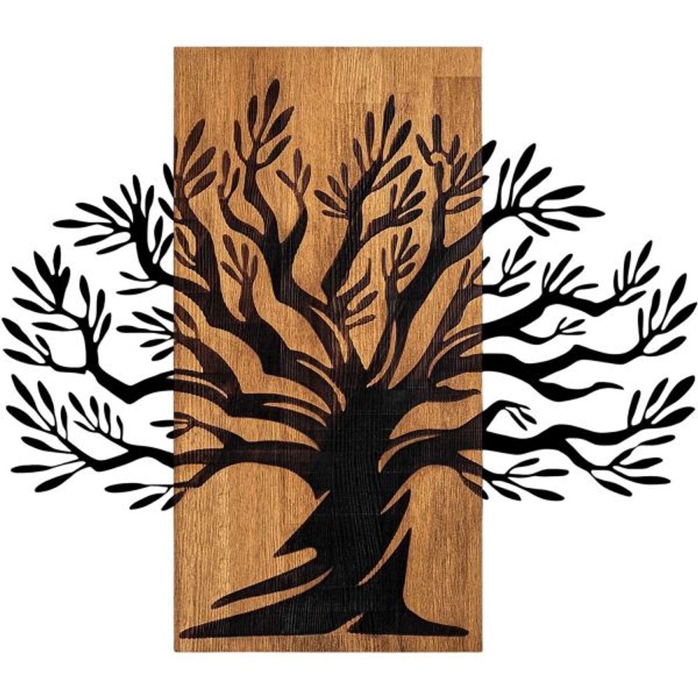 Décoration murale en métal et bois arbre modèle 7