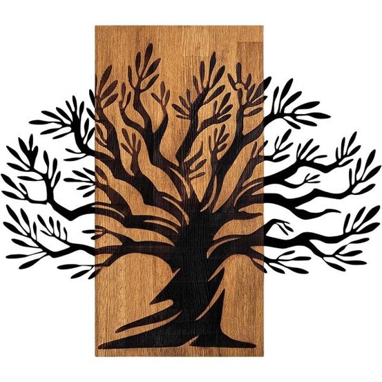 Décoration murale en métal et bois arbre modèle 7