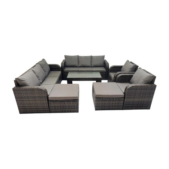 Ensemble de meubles de jardin avec table basse rectangulaire chaise inclinable 2 grand tabourets