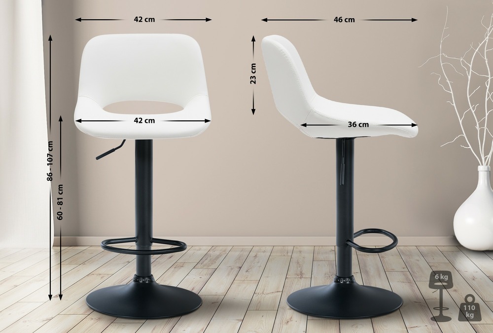 Lot de 2 tabourets de bar camden simili cuir noir