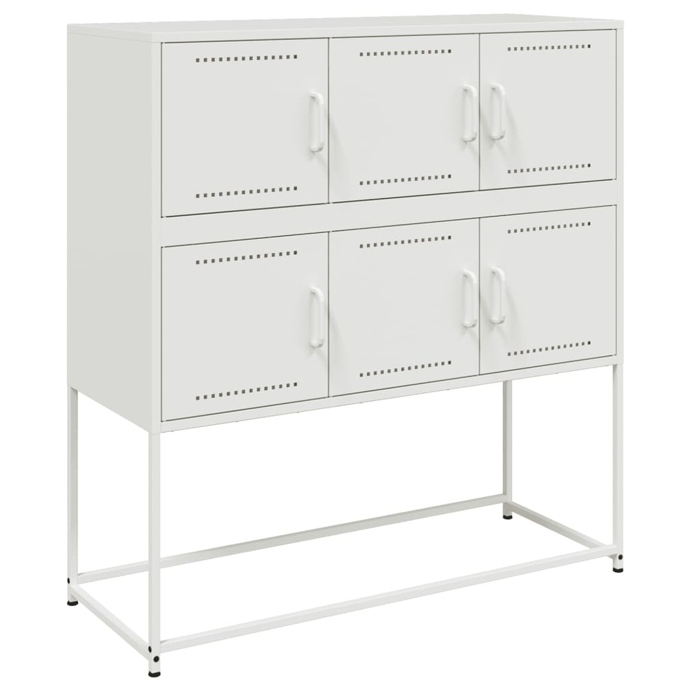 Buffet bahut commode armoire meuble de rangement organisateur cuisine salle de séjour salon 100,5 x 39 x 107 cm acier blanc 0