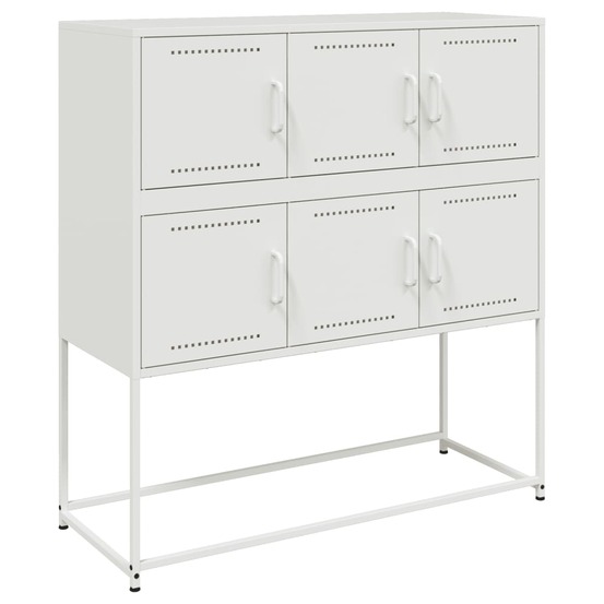 Buffet bahut commode armoire meuble de rangement organisateur cuisine salle de séjour salon 100,5 x 39 x 107 cm acier blanc 0