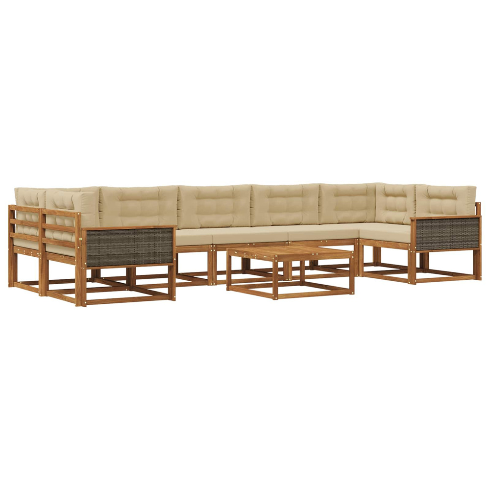 Ensemble de canapés d'extérieur 8 pcs naturel et beige