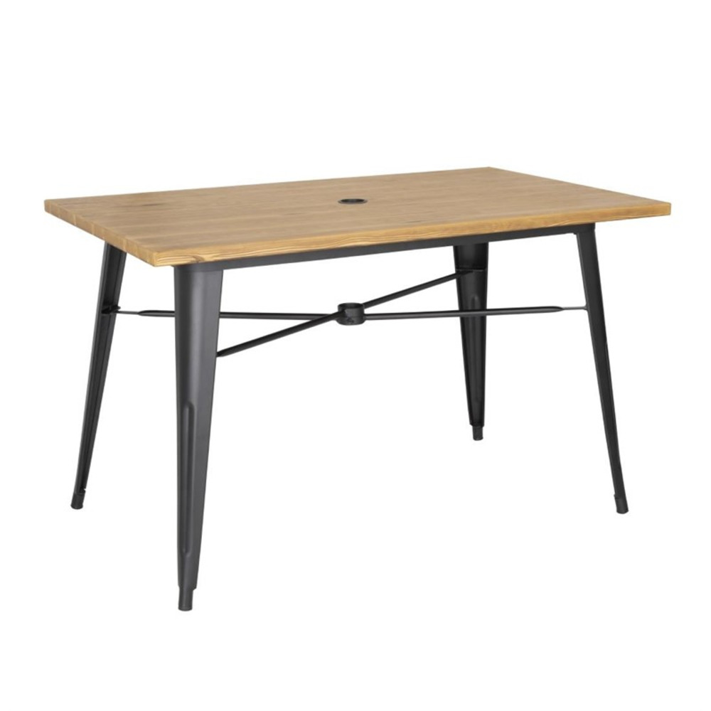 Table plateau aluminium effet bois clair 120 x 76 x 75 cm - bolero
