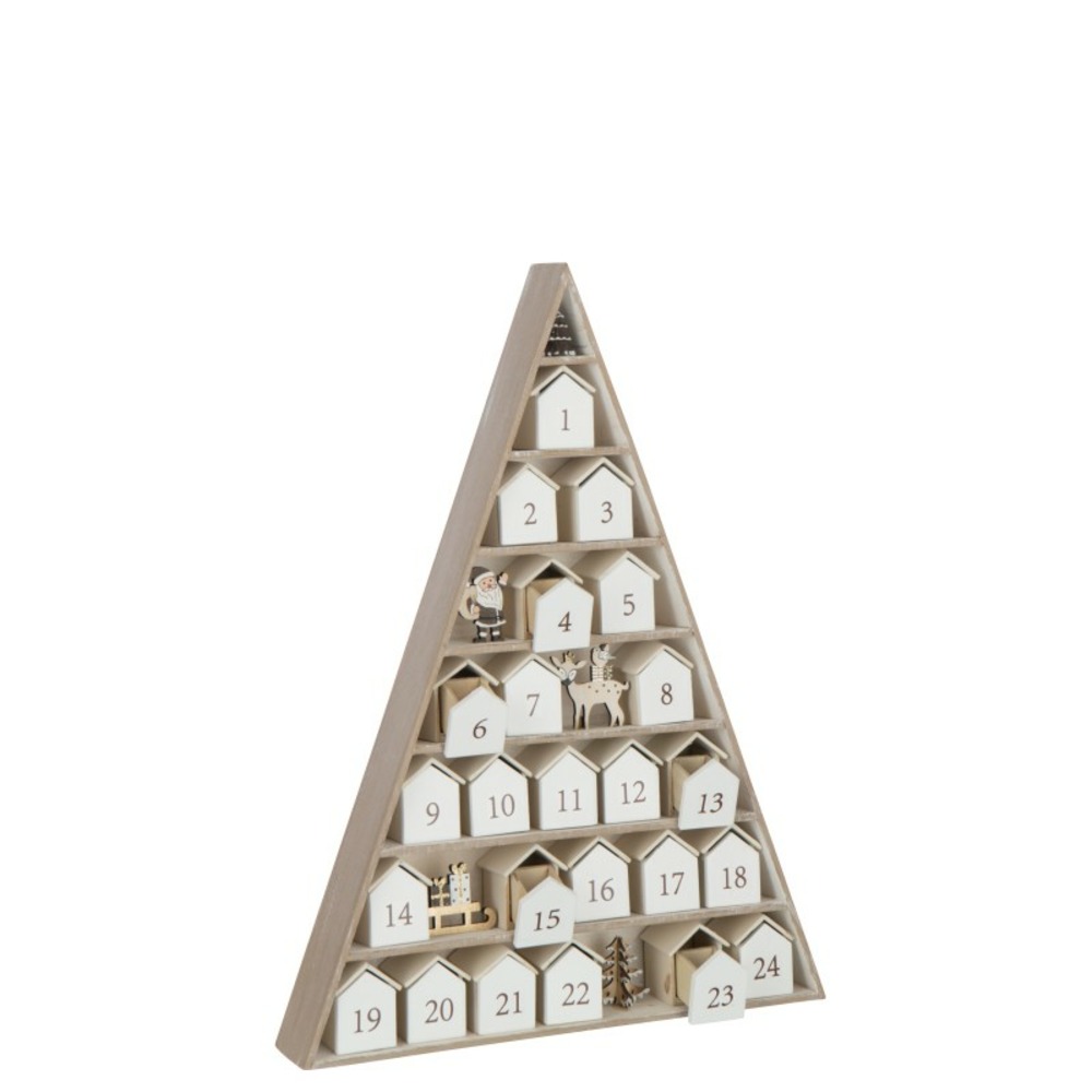 Calendrier de l'avent arbre en contreplaqué blanc 32x5.5x45 cm