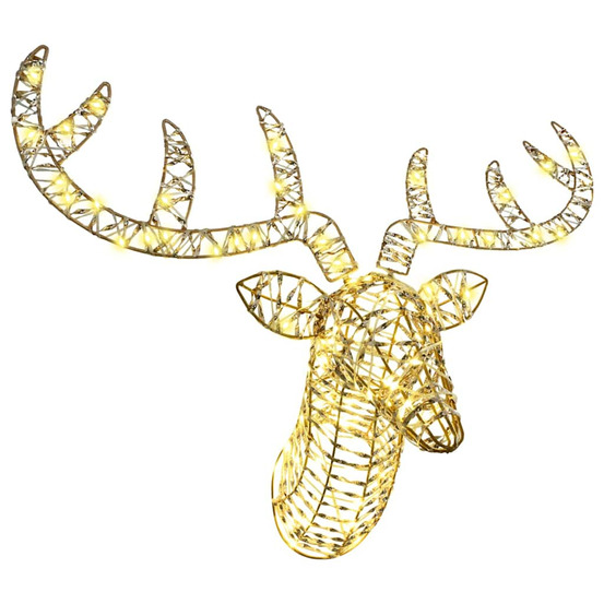 Traîneau tiré par un renne blanc chaud 68 x 36.5 x 62.5 cm pet