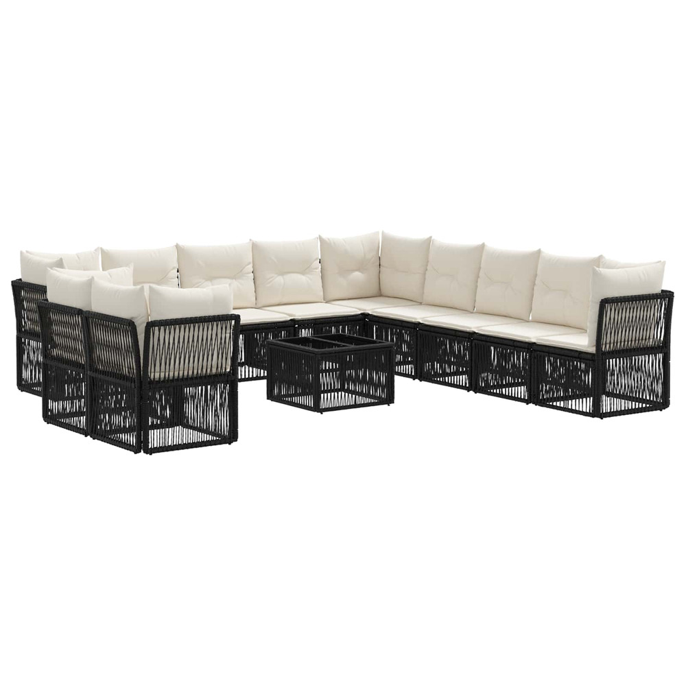 Ensemble de canapé de jardin 12 pcs noir polyrotin