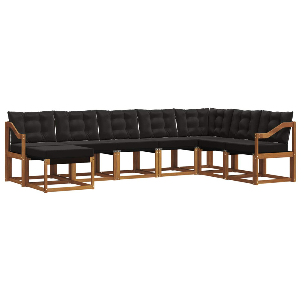 Ensemble de canapés d'extérieur 8 pcs naturel et noir