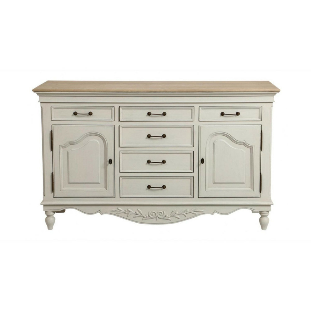 Buffet bas 2 portes 6 tiroirs mdf blanc - romance interior's