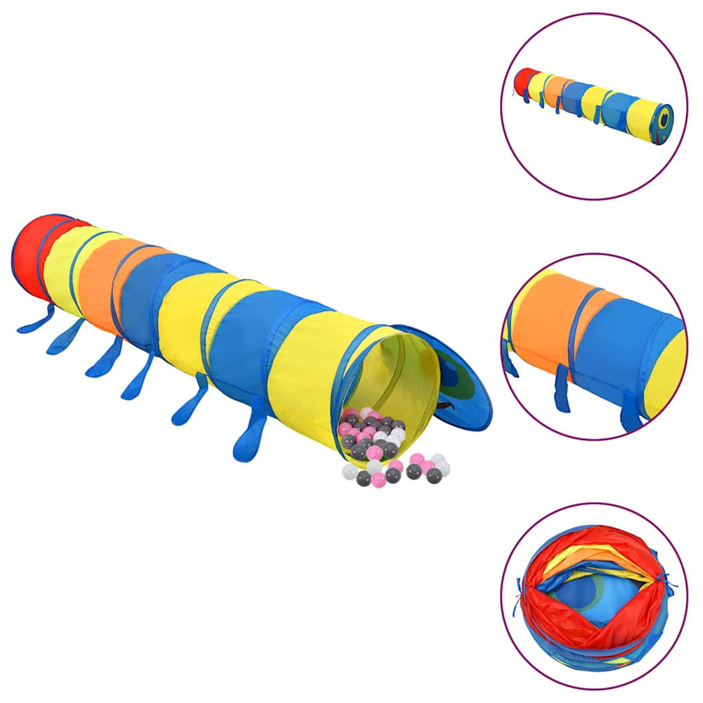 Tunnel de jeu pour enfants avec 250 balles multicolore 245 cm