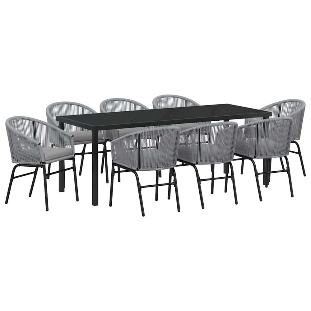 Ensemble de salle à manger pour jardin 9 pc anthracite