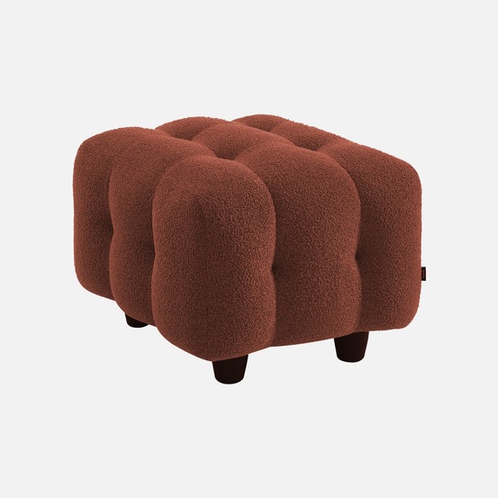Pouf, module pour canapé, repose-pieds pour canapé 2 places en bouclette texturée l 69 x p 59 x h 48cm - leon