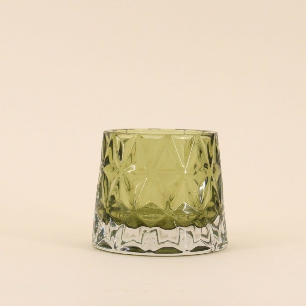 Photophore à facettes en verre 14x8cm