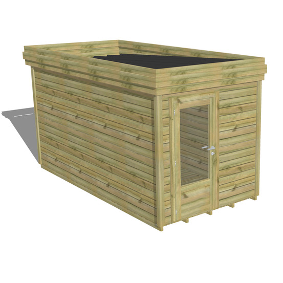 Abri de jardin bois pin traité autoclave 27mm - 2,14x4,34m / 9m2 - bac acier - plancher bois