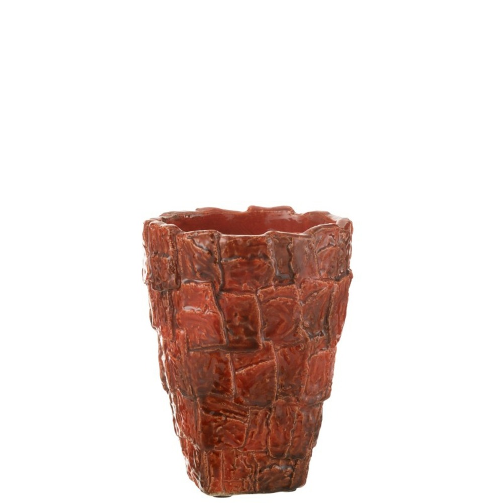 Vase en céramique rouge 21.5x21.5x28 cm