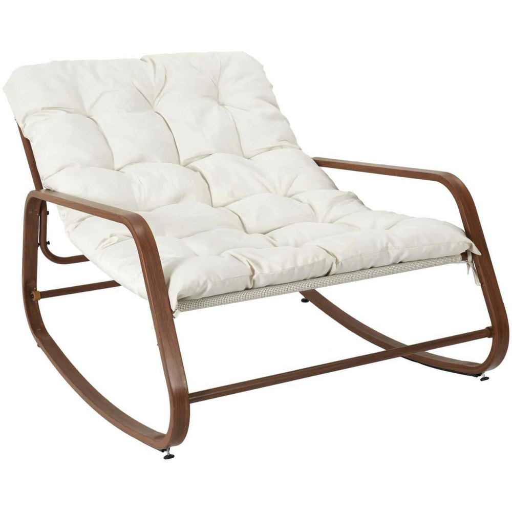 Fauteuil de jardin à bascule en métal miamii imitation bois