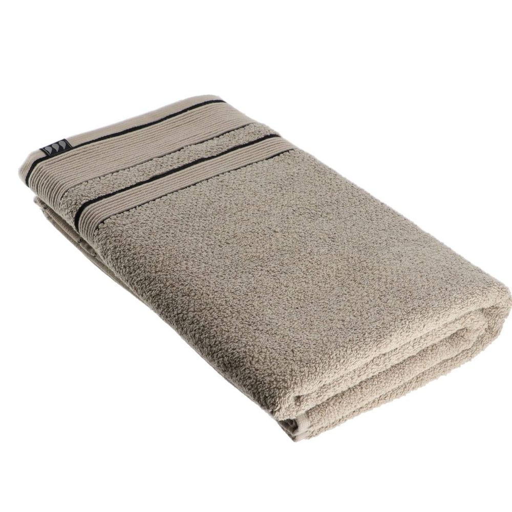 Serviette de bain 90x150 cm 100% coton - ficelle/noir