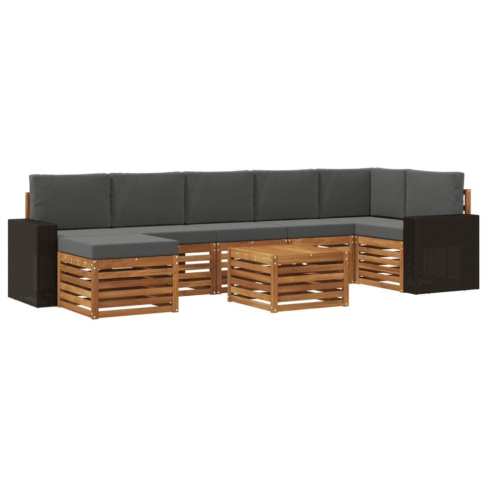 Ensemble de canapés d'extérieur 8 pc naturel et anthracite