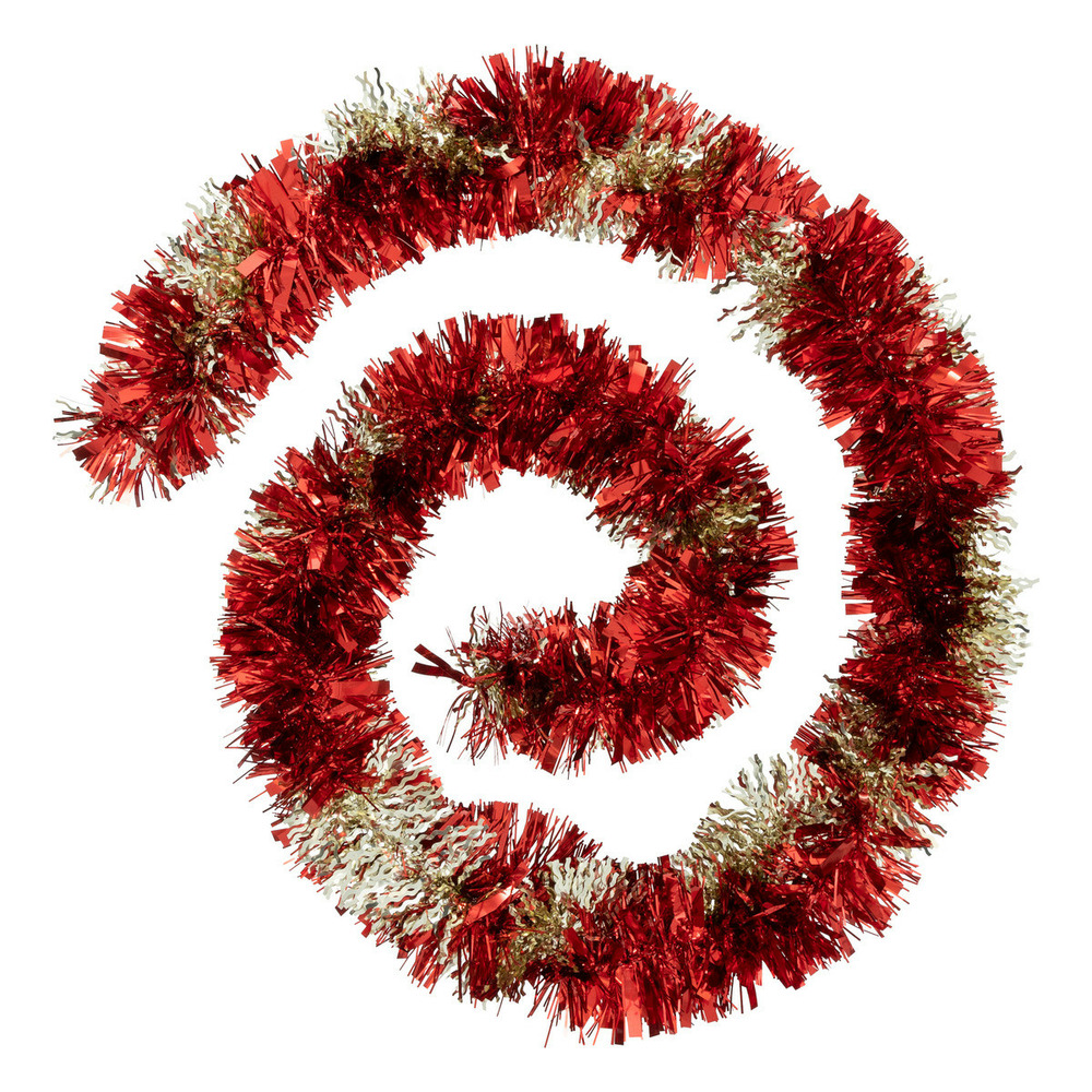 Guirlande de noël large 10 cm boa mixte rouge et or longueur 2 mètres