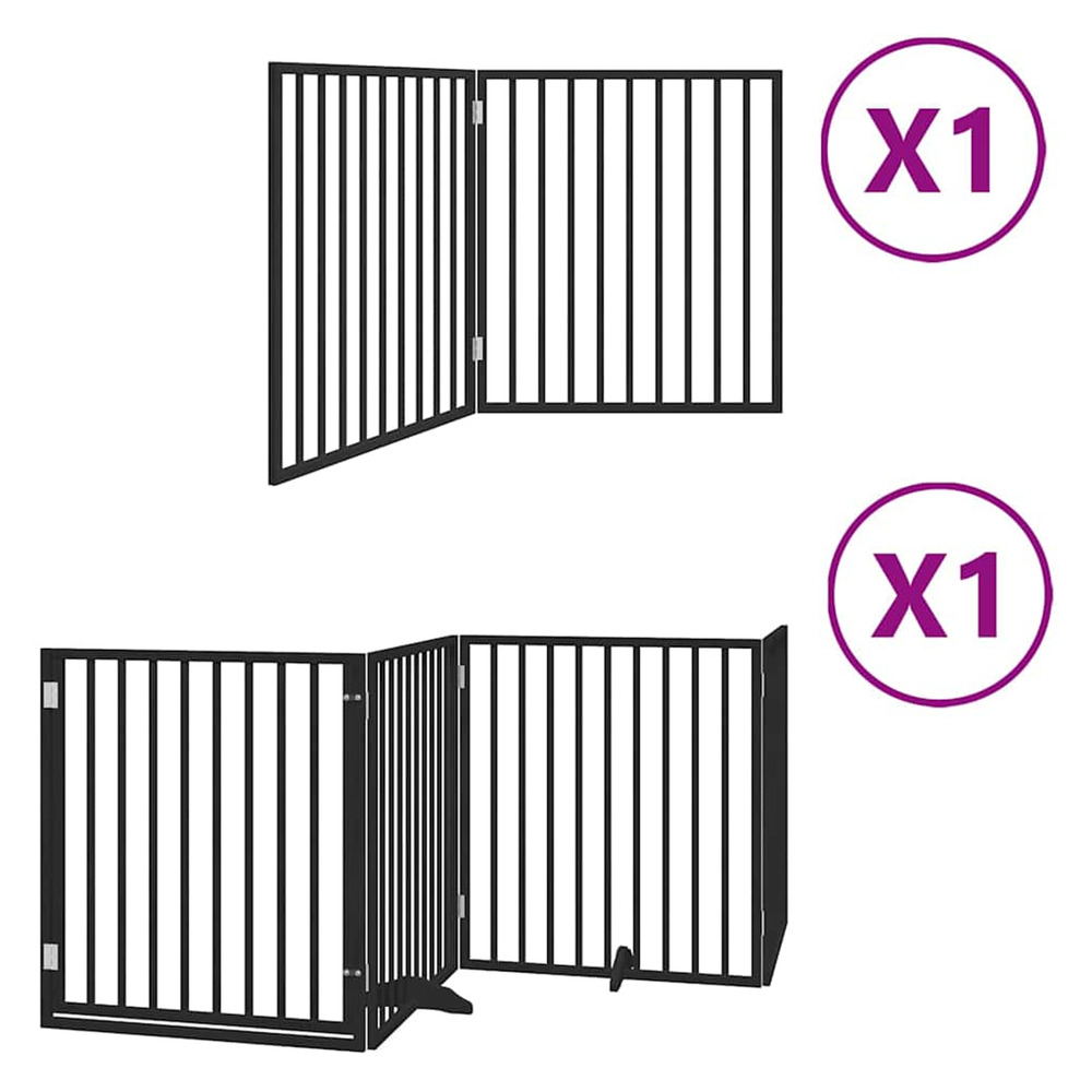 Barrière pour chien porte pliable 6 panneaux noir bois peuplier