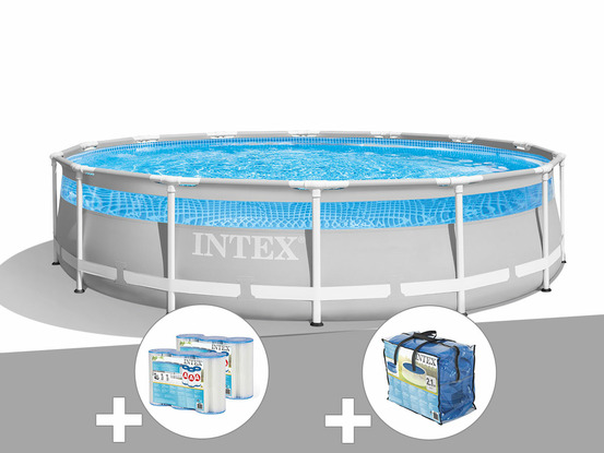 Kit piscine tubulaire prism frame clearview ronde 4,27 x 1,07 m + 6 cartouches