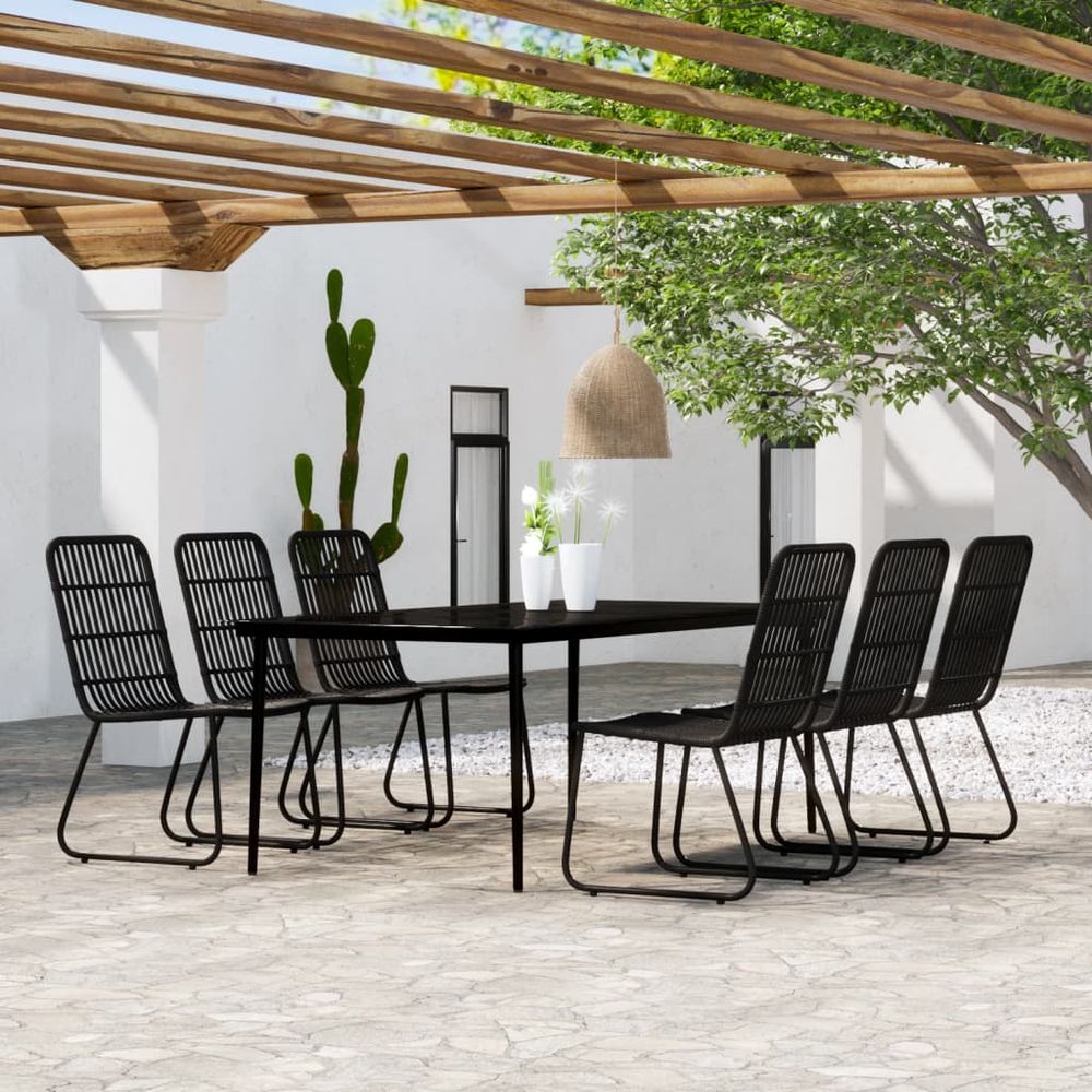 Ensemble à manger de jardin 7 pcs noir