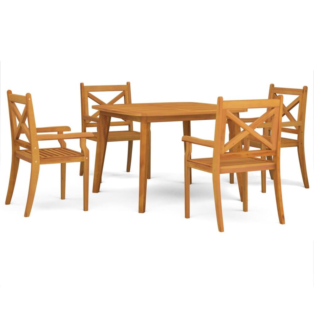 Ensemble à manger de jardin 5 pcs bois d'acacia solide