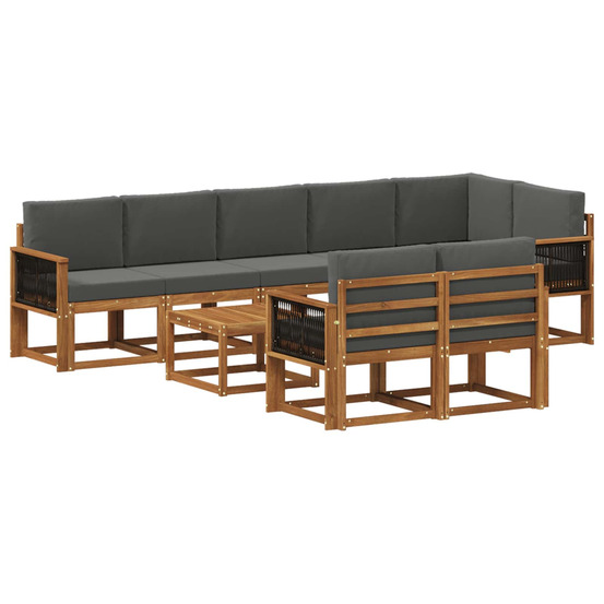 Ensemble de canapés d'extérieur 9 pcs naturel et anthracite