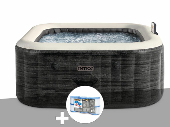 Kit spa gonflable purespa ardoise carré bulles 6 places + 6 filtres