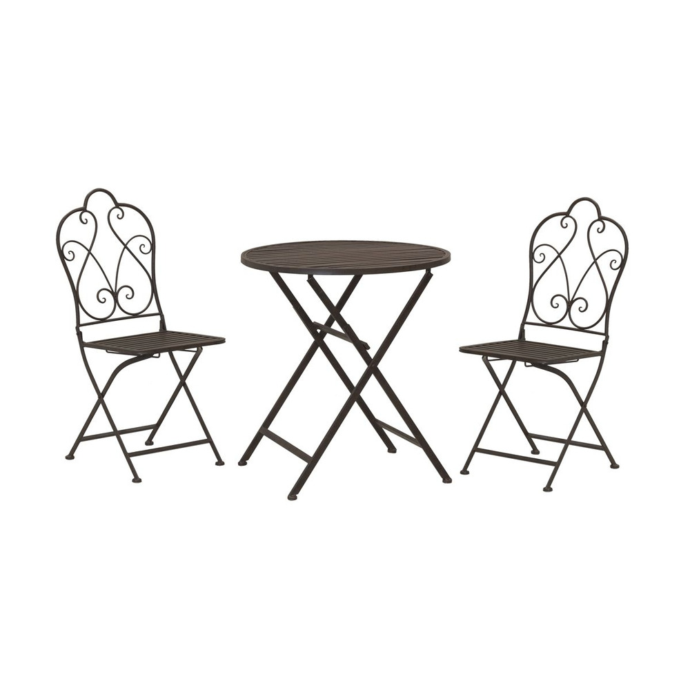 Set table et chaises pliant en métal vieilli