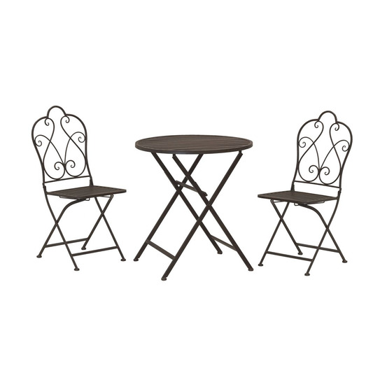 Set table et chaises pliant en métal vieilli