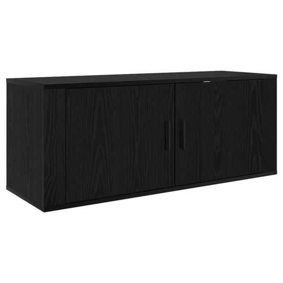 Meuble tv mural chêne noir 100 x 34,5 x 40 cm bois d'ingénierie