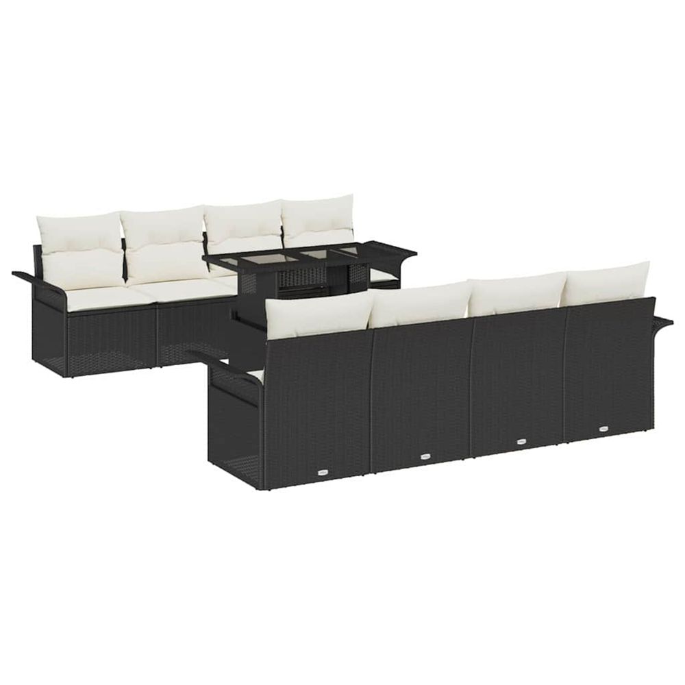 Ensemble de canapé de jardin 9 pc noir