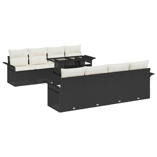 Ensemble de canapé de jardin 9 pc noir
