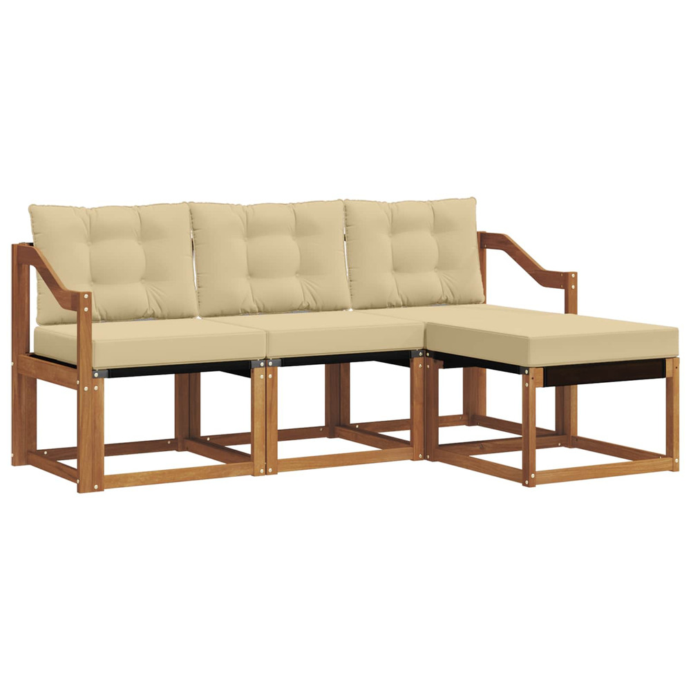 Ensemble de canapés d'extérieur 4 pcs naturel et beige