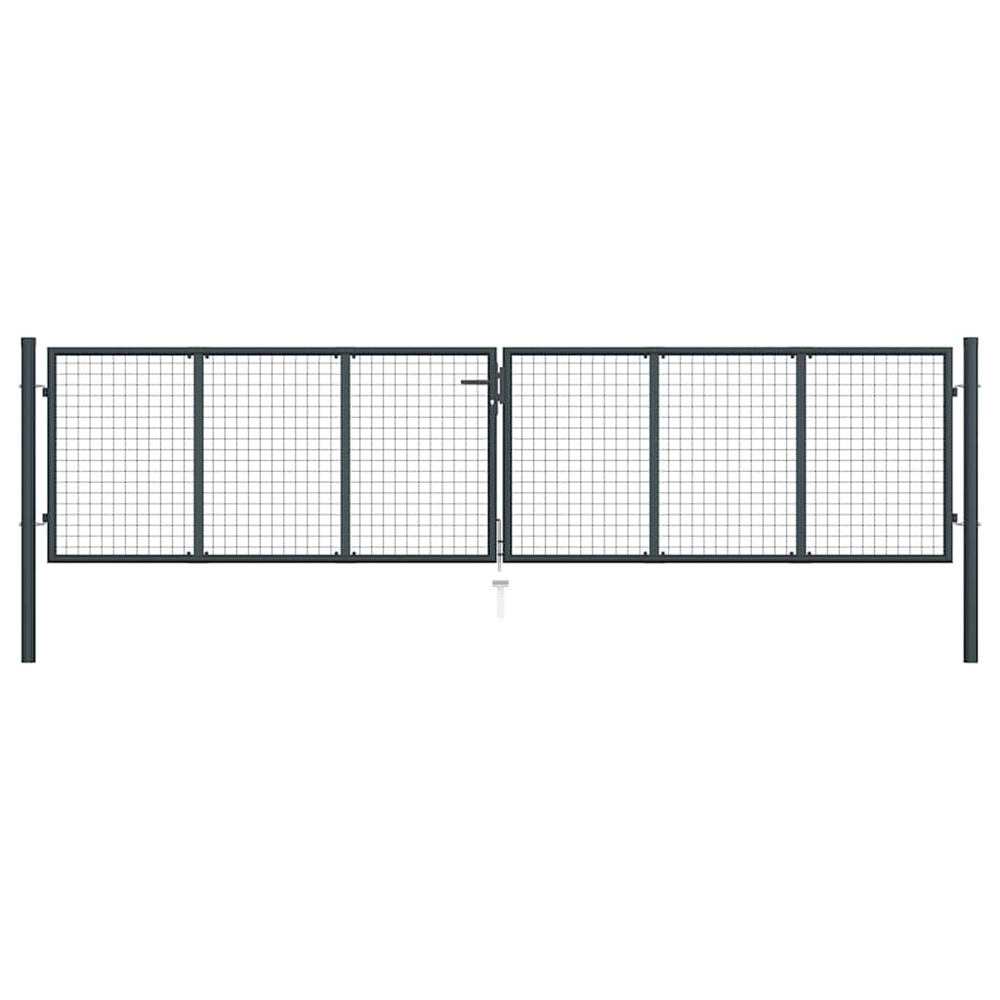 Portail de jardin grillagé en acier galvanisé gris 400 x 100 cm