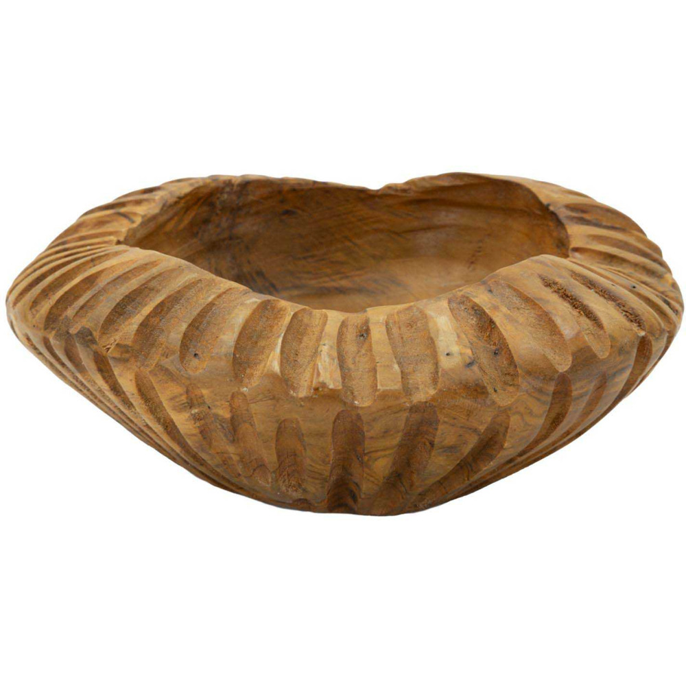 Coupe ronde en teck geris 19 x 8 cm